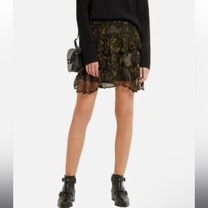 IRO Black and Gold Ruffle Mini Skirt